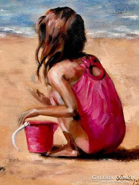 Carefree summer - oil painting - 35 x 41 cm