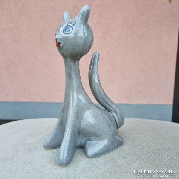 Macska art deco gránit szobrocska