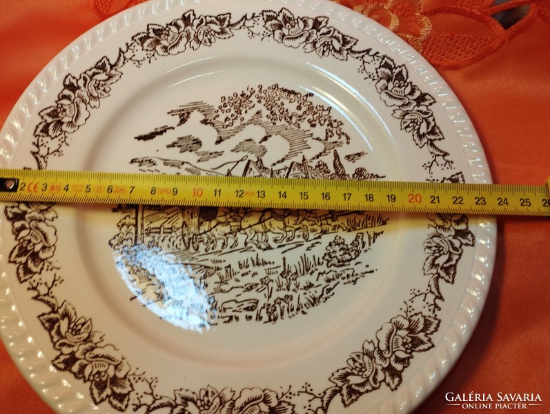 Jelenetes porcelán nagy lapos tányér