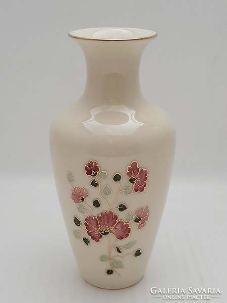 Zsolnay virágmintás váza, 16,5 cm