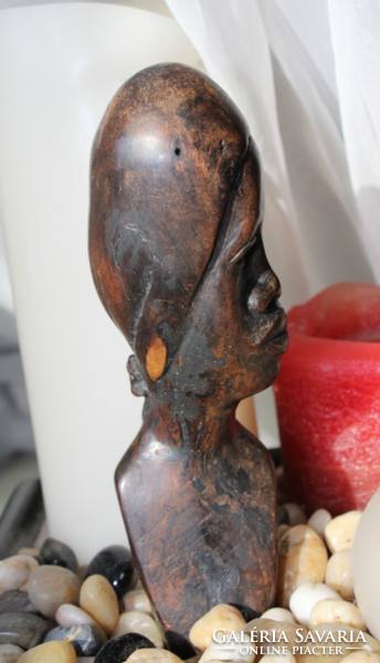 African wood carved female head