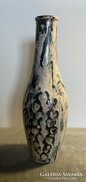 Mária Szilágyi, marked applied arts ceramic vase. There is a chip at the mouth, there is no other fault.