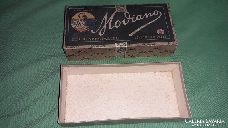 Antik 1930.CC MODIANO CLUB SPECIALITÉ papír szivarkahüvely doboz magyar 15 X 7 X 4cm a képek szerint