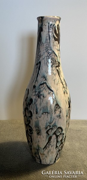 Mária Szilágyi, marked applied arts ceramic vase. There is a chip at the mouth, there is no other fault.