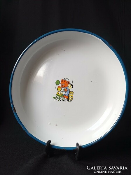 Bonyhádi Retro zománcos macis gyerek tányér