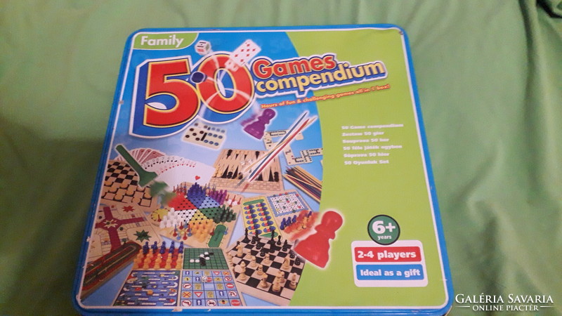Quality metal boxed 50 board games, wooden playgrounds, many accessories unplayed as shown in the pictures