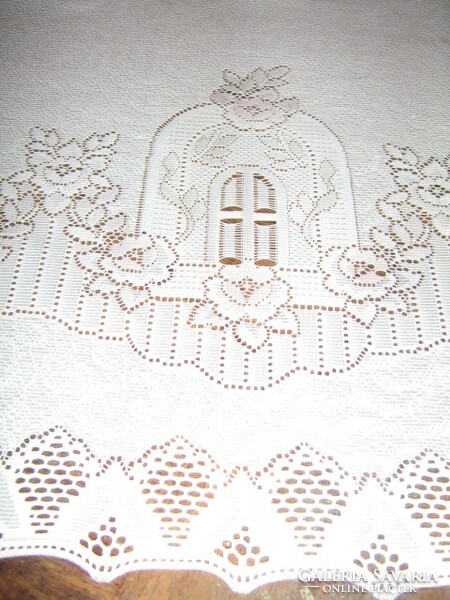 Beautiful white rose window curtain