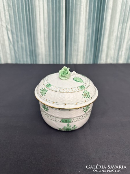 Herend waldstein wz patterned large green sugar bowl.