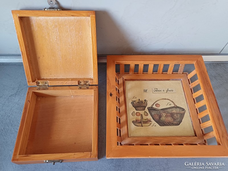 Solid wood box and basket tray included