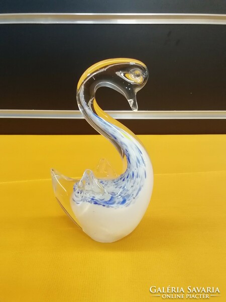 Swan-shaped glass paperweight