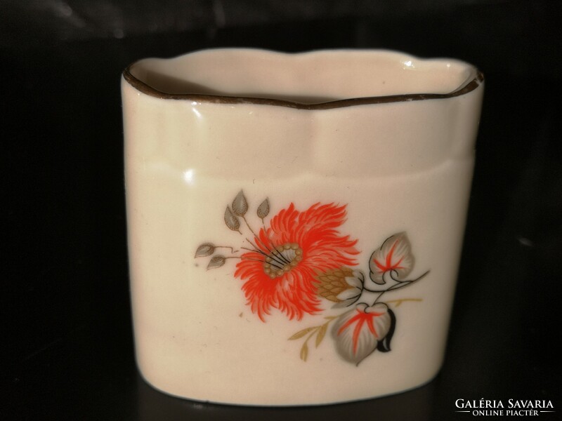Drasche porcelain toothpick holder, cigarette holder with orange flower