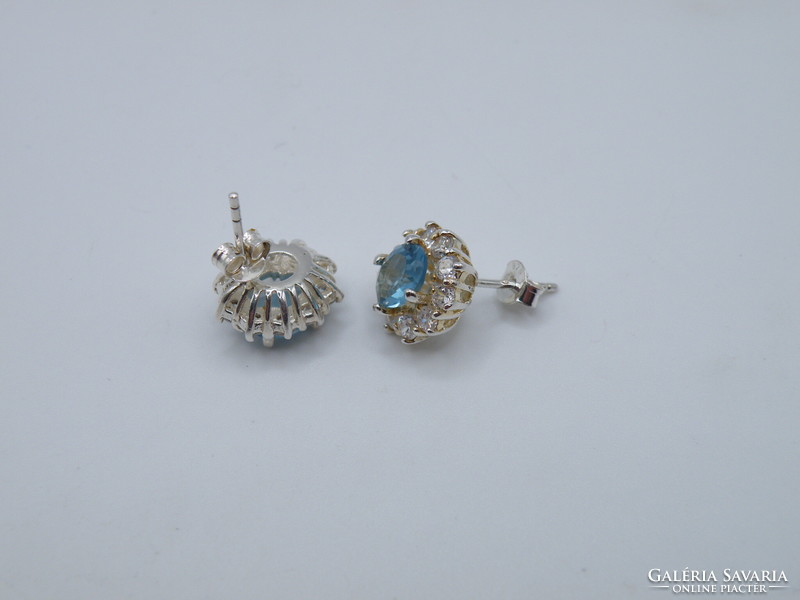 Uk0254 beautiful blue stone stud earrings 925 sterling silver