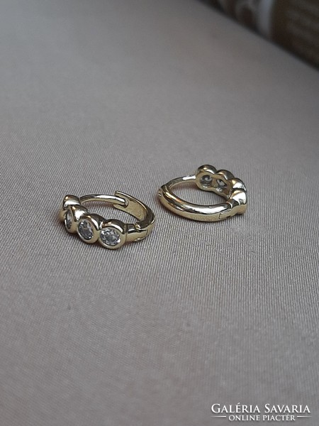 Gold-plated hoop earrings set with zircons