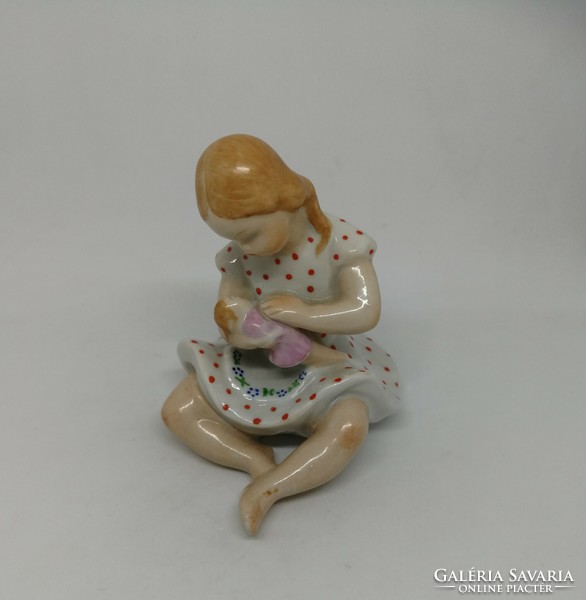 Kőbányai porcelán babázó kislány"RITKA"!