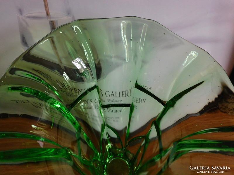 Régi zöld üvegváza 25.5 cm
