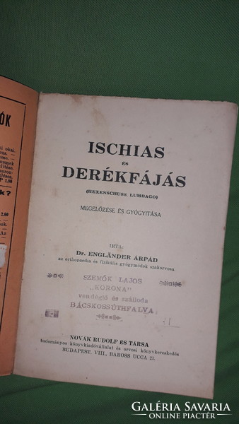 1930. Dr. Englander Árpád - Ischias és derékfájás orvosi könyv a képek szerint Novák Rudolf és Társa