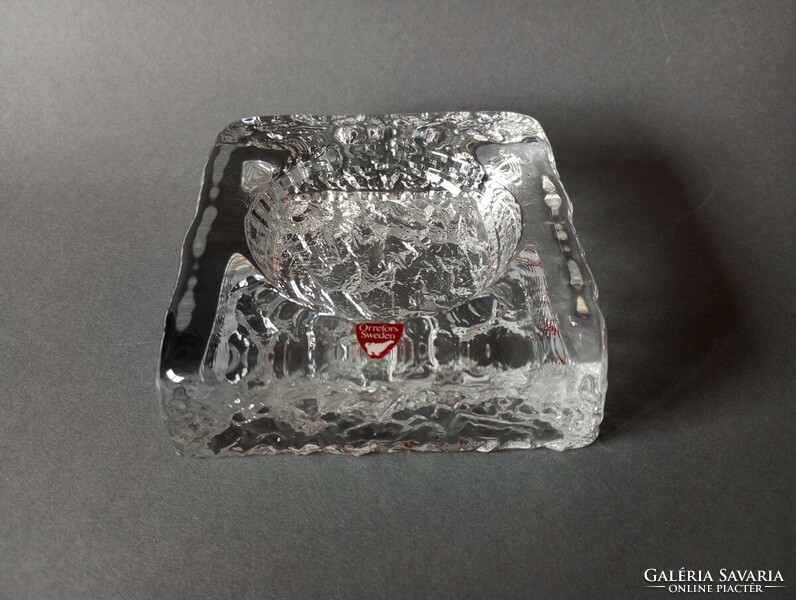 Orrefors Swedish ice crystal ashtray 1960s