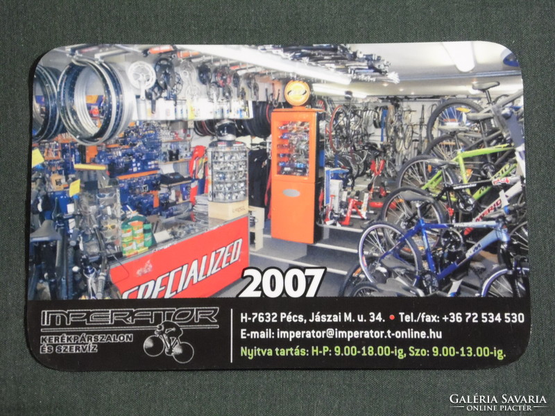 Kártyanaptár, Imperator kerékpár üzlet szerviz, Pécs, 2007, (6)