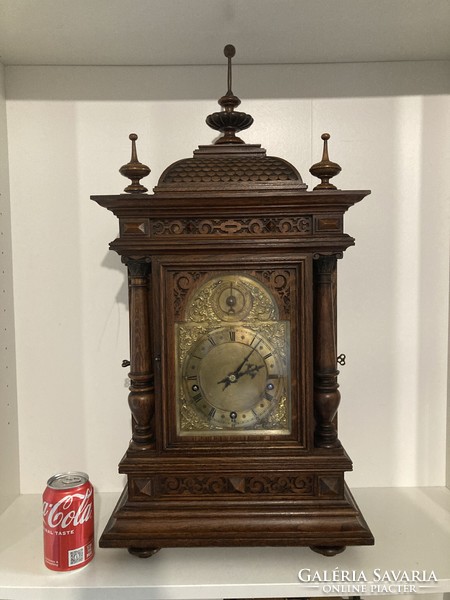 Huge antique w&h carved oak mantel clock