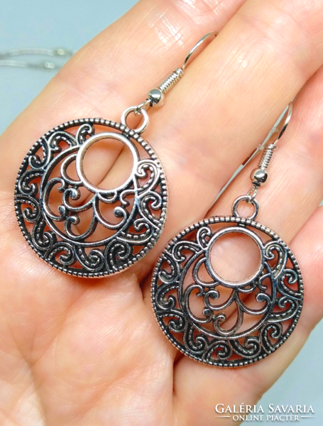 Tibetan silver filigree necklace and earring set 100
