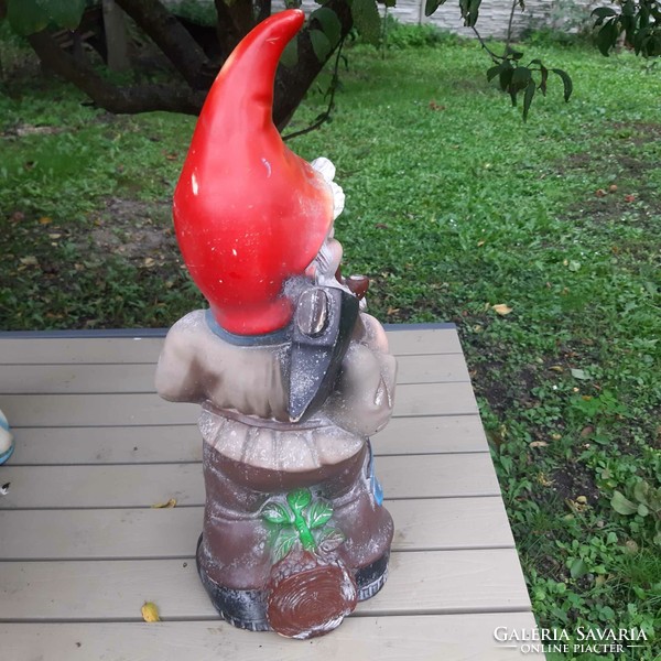 Garden gnome 46 cm tall retro rubber figure. Garden ornament.
