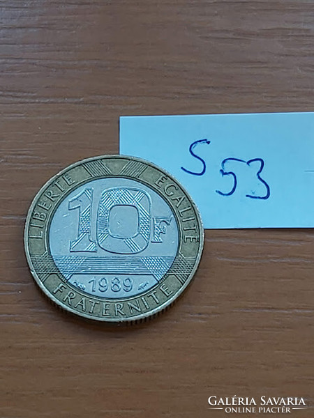 French 10 French francs 1989 bimetallic s53