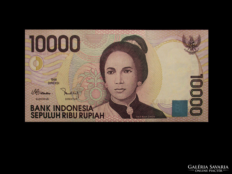UNC - 10.000 RUPIA - INDONÉZIA - 1998 (Nagyon szép + vízjeles)
