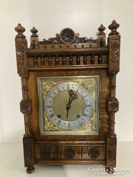 Antique w&h bim bam os carved mantel clock