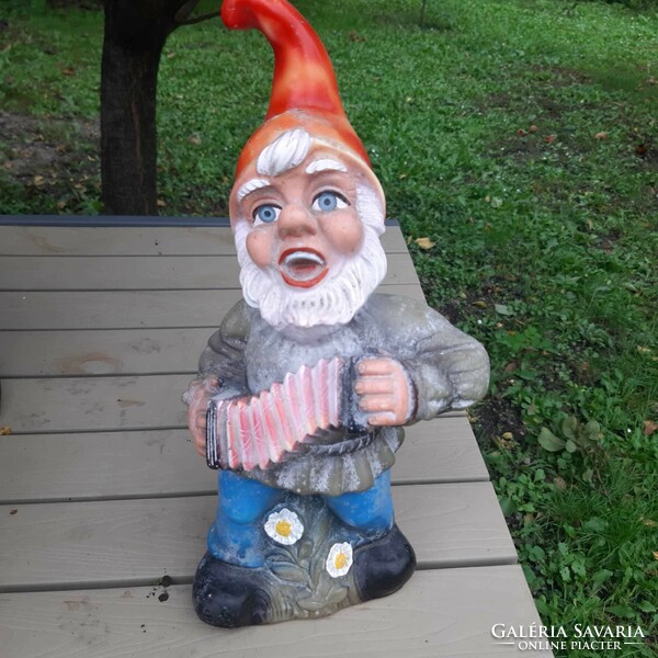Garden gnome 34 cm high retro rubber figure. Garden ornament.