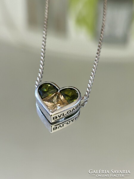 Wonderful silver necklace and pendant with olivine and citrine stones