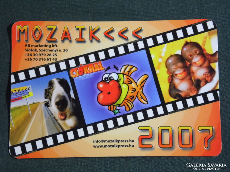 Kártyanaptár, Mozaik press,AB marketing iroda, Siófok, grafikai,humoros,kutya,hal,majom2007, (6)