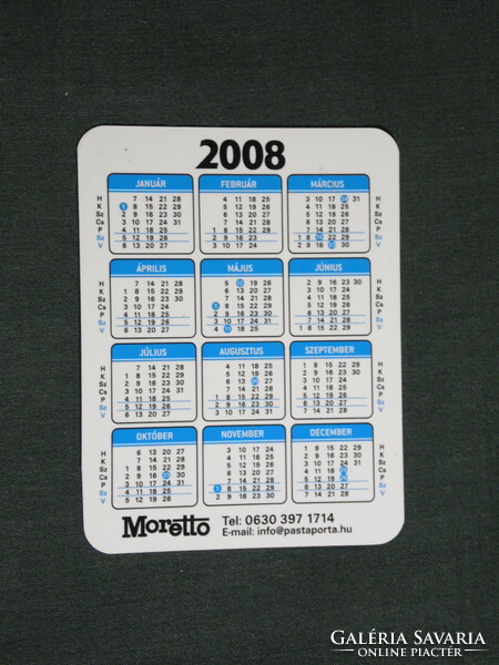 Kártyanaptár,kisebb méret, Moretto kávé csokoládé, 2008, (6)