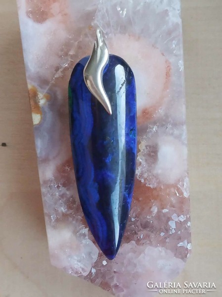 Azurite pendant with 925 sterling silver pendant holder