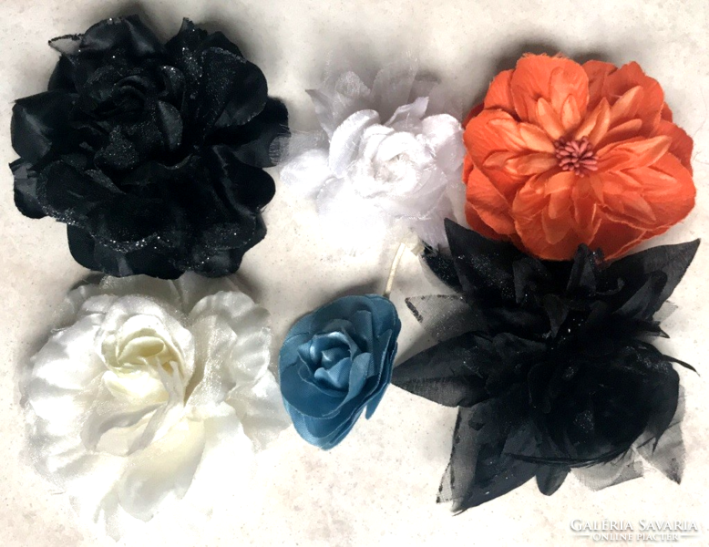 Six roses, flower brooches for clothes, jackets and hair