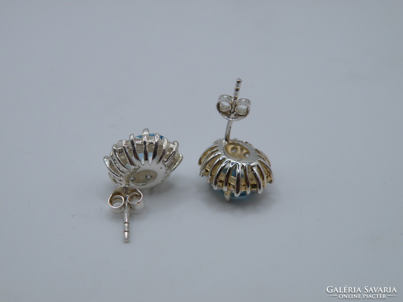 Uk0254 beautiful blue stone stud earrings 925 sterling silver