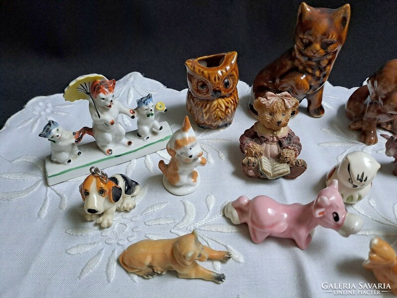 15 small animal figurines porcelain, ceramic and other 3-9 cm