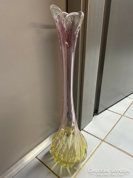Large Czech glass vase, floor vase