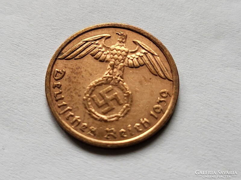 III. Birodalom szép réz  1 Pfennig 1939 A.