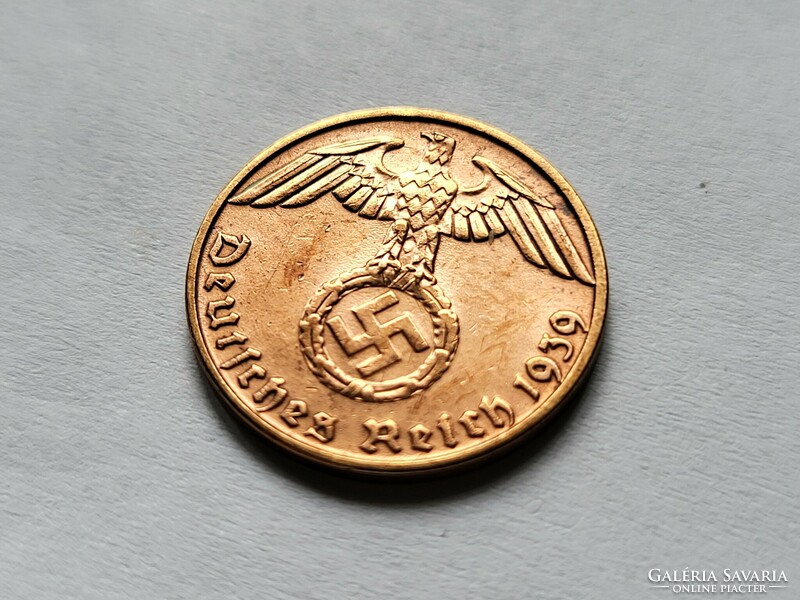 III. Birodalom szép réz  1 Pfennig 1939 B.