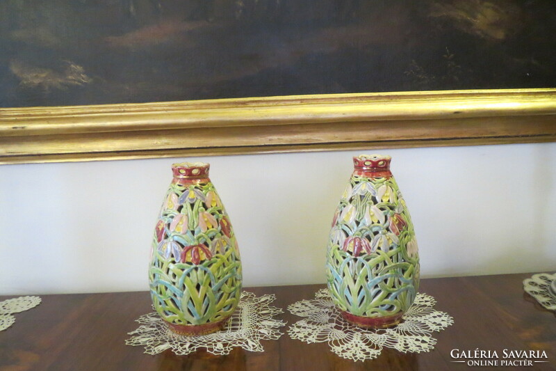 Emil Fischer, pair of art nouveau vases - perfect
