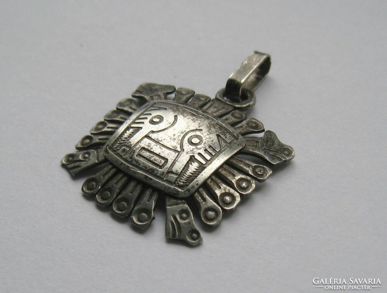 Peruvian, Inca head, silver pendant, ancient face, amulet