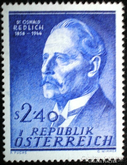 A1056 / Austria 1958 dr. Oswald redlich stamp postmaster