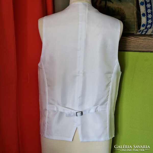 Wedding fme03 - snow white leaf pattern silk casual men's waistcoat 48/l
