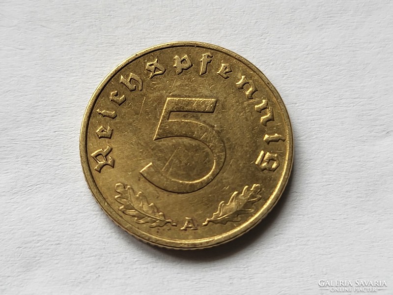 III. Empire fine bronze 5 pfennig 1939 a.