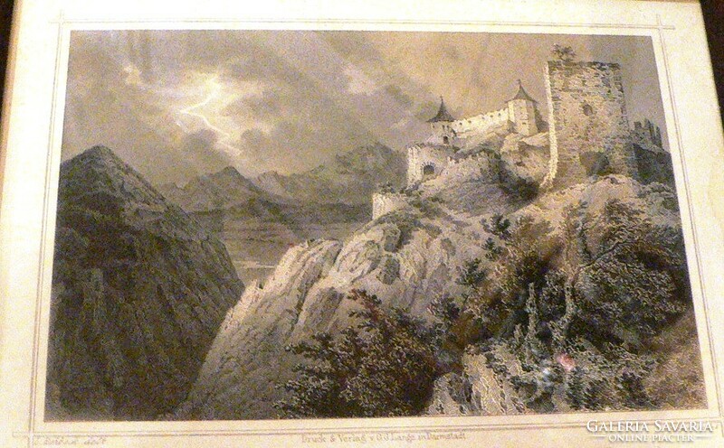L. Rohbock: Rosnyó Castle in Transylvania steel engraving