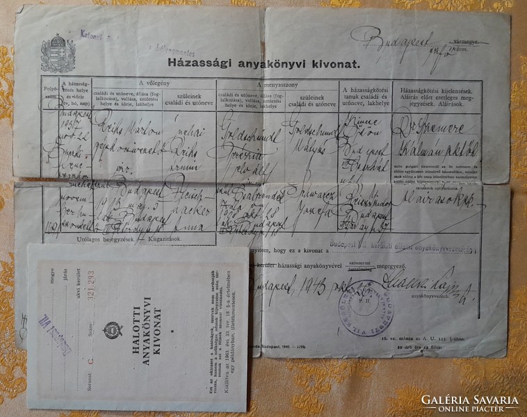 Deportált zsidó személy iratai 1945.