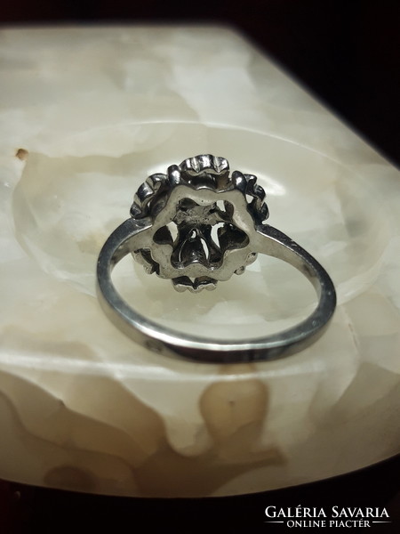 Régi markazit köves ezüst gyűrű ( magyar ékszer) - 58- as méret