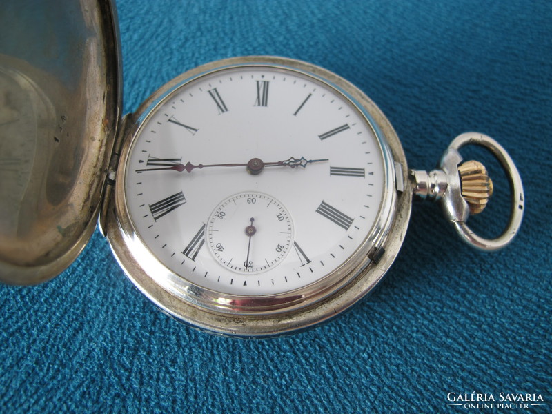 Serviced large silver pocket watch with Hungarian coat of arms