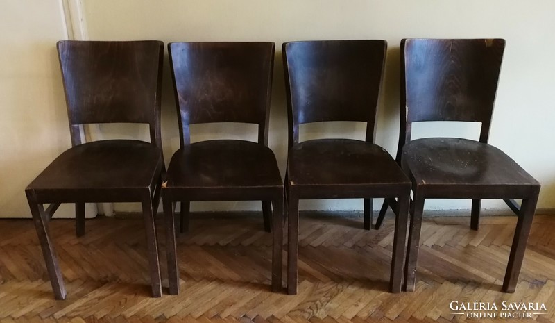4 art deco, bent sheet chairs