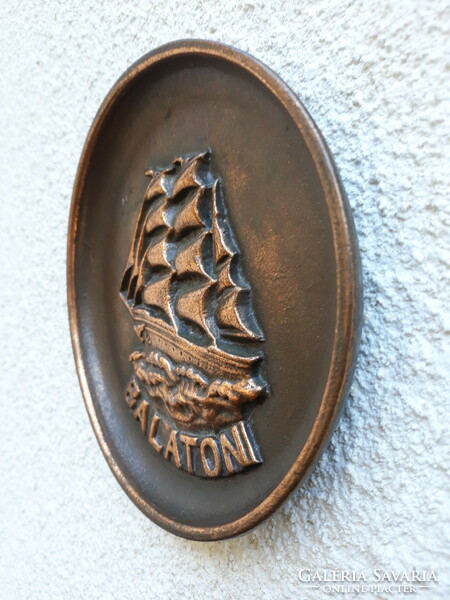 Retro Balaton souvenir bronze wall plate